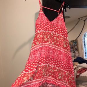 Red patterned dress